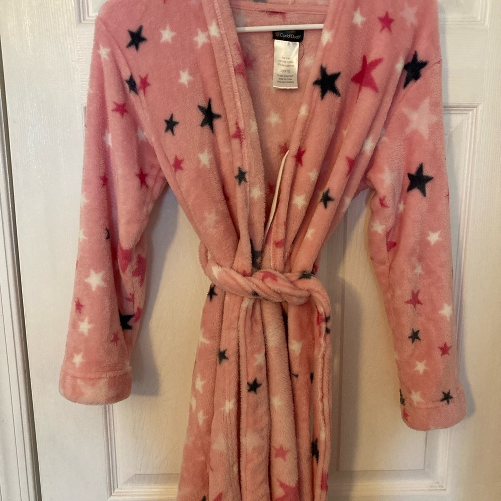 Cuddl Duds Pink Star Plush Kids Robe